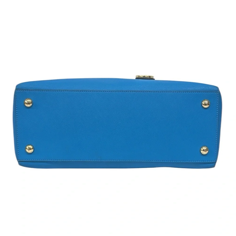 Michael Kors Blue Gold Saffiano Womens Shoulder HandBag Tote Purse 15